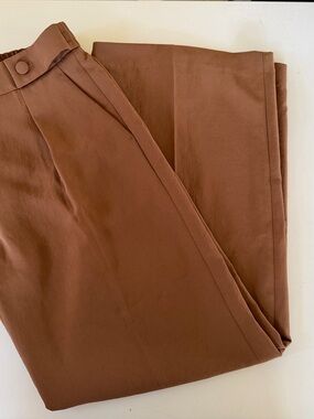 Aritzia Tan High-Waist Pleated Chino Pants